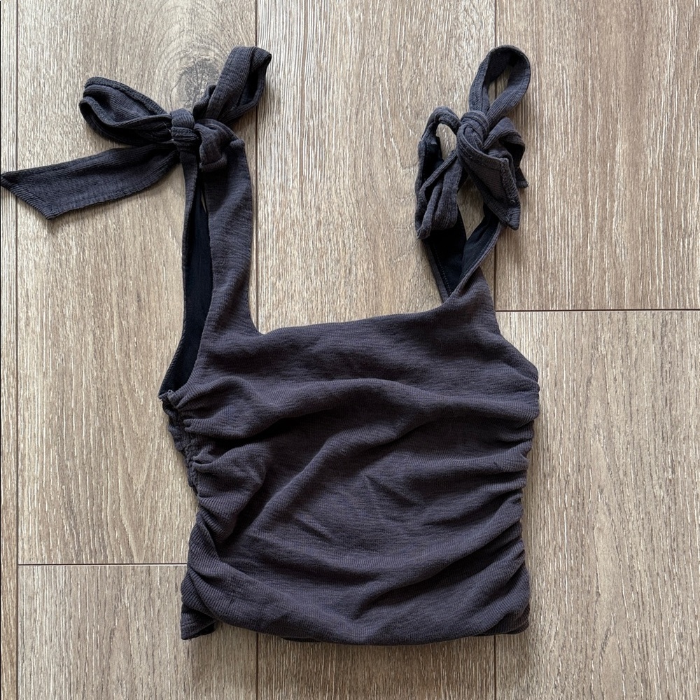 Free People Charcoal Tie-Strap Camisole